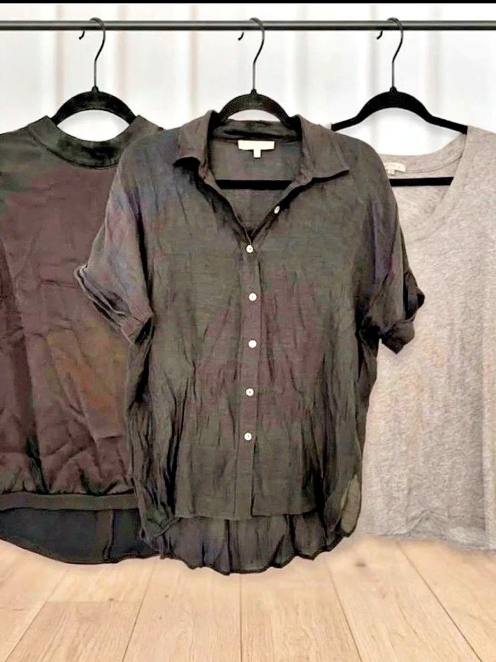 3 shirt bundle~ basics~ button up~ tanks~ pockets~ side slits~ thin~ light weigh